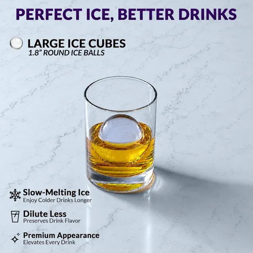 Miniatura 4 de Paquete de 3 bandejas para cubitos de hielo para congelador, máquina de hielo redonda grande para whisky, molde de hielo de 8 bolas con cubo