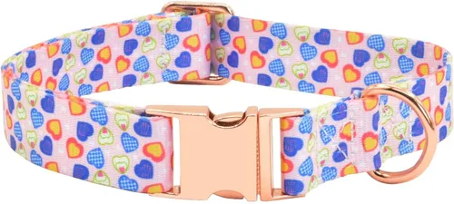 Miniatura 8 de Collar de perro con hebilla de metal con bonito estampado, collares ajustables con patrón floral para mascotas para perros pequeños, medianos