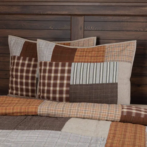 VHC Brands Heritage Farms Primitive Check - Falda de cama individual de 39 x 76 x 16 pulgadas, accesorio de ropa de cama primitiva, color burdeos