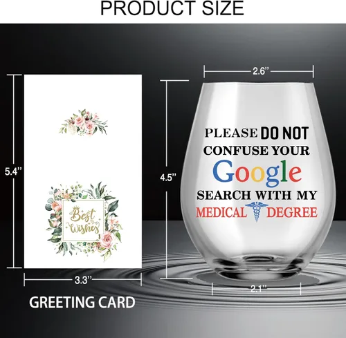 Miniatura 2 de AGMDESIGN Please Do Not Confuse Your Google Search With My Medical Degree - Vaso de vino divertido con caja de regalo, regalos para doctor médico