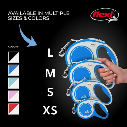 Miniatura 6 de FLEXI Nuevas Correas Retractiles de Cinta Cómoda para Perros Pequeños de Hasta 26 libras – 10 pies, Azul Correa para Mascotas sin Enredos