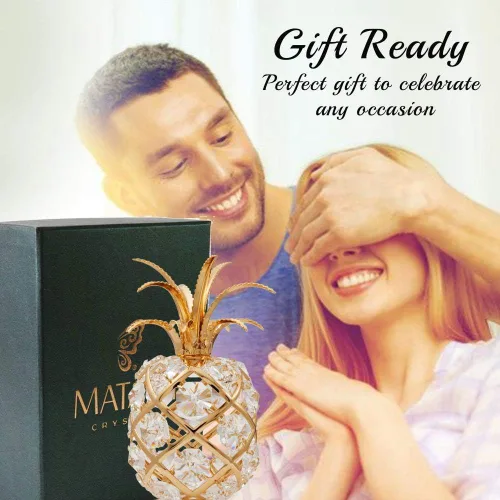 Miniatura 6 de Matashi Adorno de piña chapado en oro de 24 quilates con cristales, figura decorativa de lujo, elegante decoración del hogar, regalo para el día