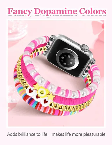 Miniatura 7 de Newlibery - Pulseras de cuentas compatibles con Apple Watch de 38 mm, 40 mm, 41 mm, 42 mm (S10/11) Mujeres Niños Linda Elegante Preppy Hecho a mano