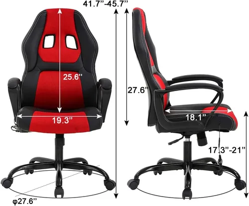Miniatura 2 de Silla para videojuegos, sillón de oficina con masajeador, sillón de escritorio ergonómico, sillón de videojuegos de piel sintética y ajustable
