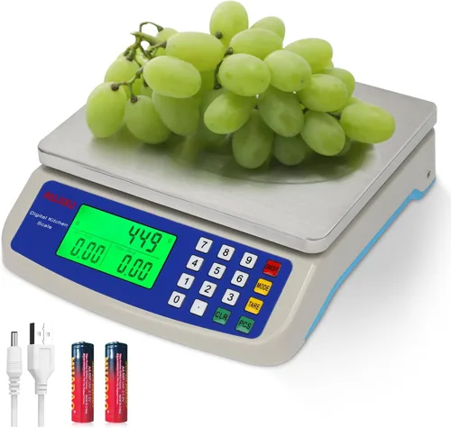 Miniatura 11 de Gran báscula digital de cocina 30KG báscula comercial de alimentos 66LB para hornear pan carne acero inoxidable báscula de cálculo de precios GRIS