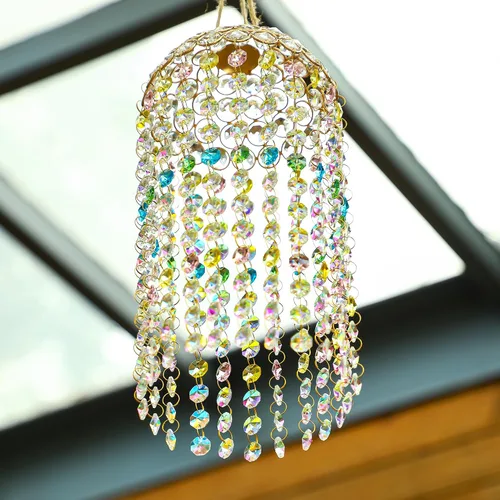 Miniatura 9 de Atrapasueños de Cristal para Ventana Colgante Campanilla de Viento Jardín Porche Hogar Boda Fiesta Fabricante de Arco Iris Perlas de Cristal