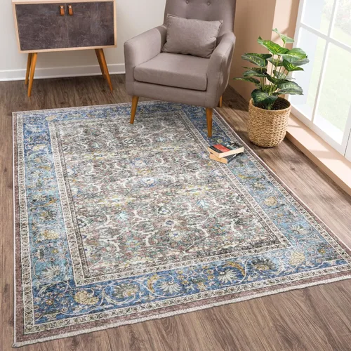 Miniatura 17 de Bloom Rugs Alfombra lavable antideslizante de 2 x 3 pies, color azul/verde/mandarina, alfombra tradicional oriental para sala de estar, dormitorio