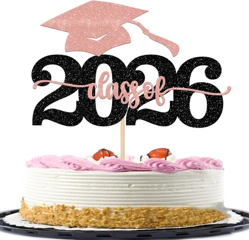 Miniatura 18 de 1 pieza de decoración de pastel de graduación de niña de tacón alto con tapa de graduación con purpurina 2024, selección de pastel de graduación Oro
