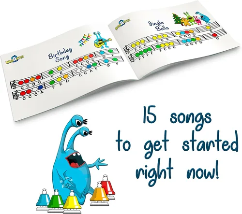 Miniatura 5 de MINIARTIS Campanas de escritorio para niños Juguetes educativos de música para niños pequeños Juego de campanas de mano coloridas de 8 notas
