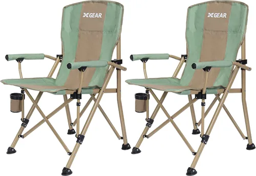 Miniatura 11 de XGEAR Silla de camping con brazo duro y respaldo alto, resistente con soporte para tazas, para campamento, pesca, senderismo, al aire libre, bolsa