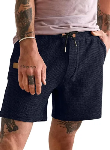 Miniatura 21 de JMIERR pantalones cortos casuales de 5"/ 7" para hombre, con cintura elástica de estilo gofrado, cordón de ajuste, pantalones cortos