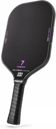 YVmove T800 Carbon Fiber Pickleball Paddle with 16mm Dynamic Core, Premium Pickle Ball Thermoformed Unibody, Elongated Shape, Enhanced Power & Negro