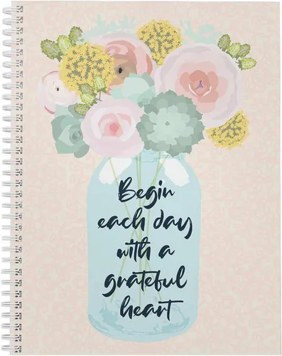 Softcover Grateful Heart - Cuaderno motivacional en espiral de 8.5 x 11 pulgadas, 120 páginas a rayas universitarias, cubierta laminada brillante
