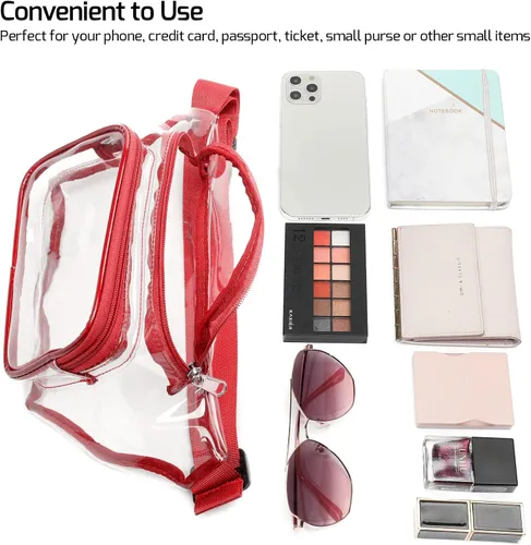 Miniatura 7 de Riñonera Veckle transparente impermeable bonita bolsa de cintura aprobada por el estadio transparente para mujeres y hombres, viajes, playa