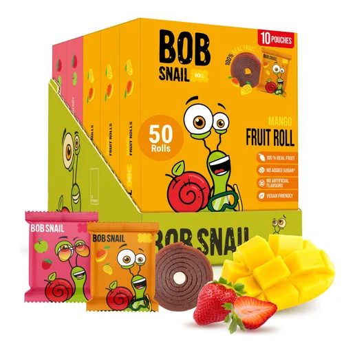 Miniatura 13 de Bob Snail Rollos de frutas – Arándanos y frambuesa, 50 unidades, aperitivos de frutas naturales, veganos, sin azúcar añadido, aperitivo para niños