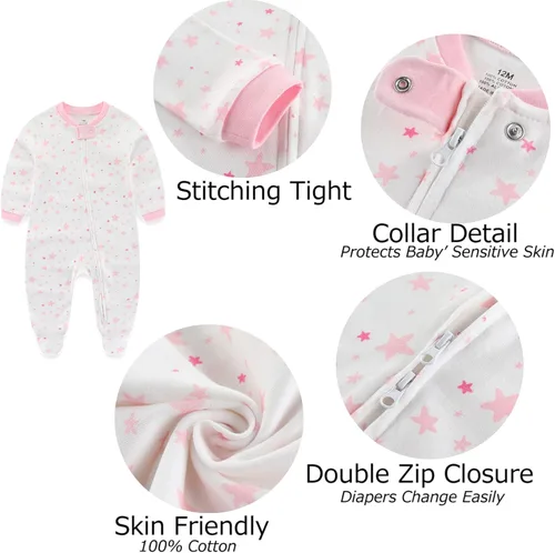 Miniatura 2 de Conjunto de 3 trajes de algodón con cremallera de 2 vías para recién nacido, para niños y niñas, de 0 a 12 meses