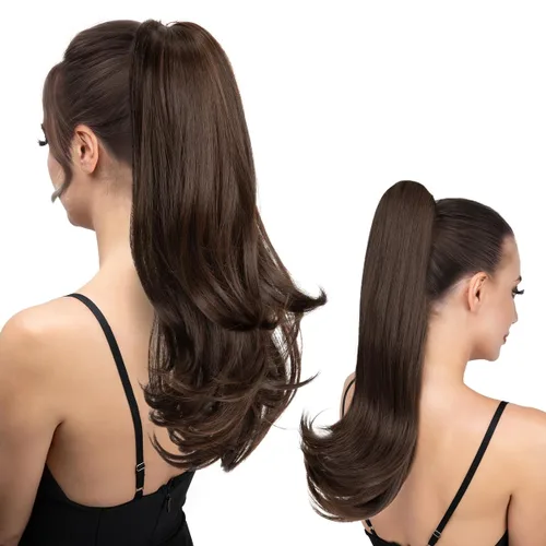 Miniatura 27 de Extensión de cola de caballo con clip de 18 pulgadas, extensiones de cabello de cola de caballo para mujeres, pieza de cabello de cola de caballo