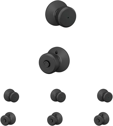 Miniatura 27 de SCHLAGE F51A BWE 622 - Pomo de puerta Bowery, cerradura de entrada con llave, color negro mate Mate negro