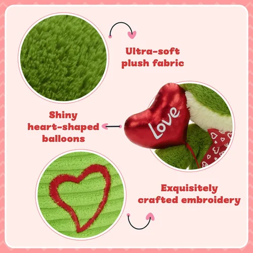 Miniatura 5 de BENINY Oso de peluche de 15 pulgadas para el día de San Valentín, peluche con globo y bordado de amor, regalo perfecto para parejas