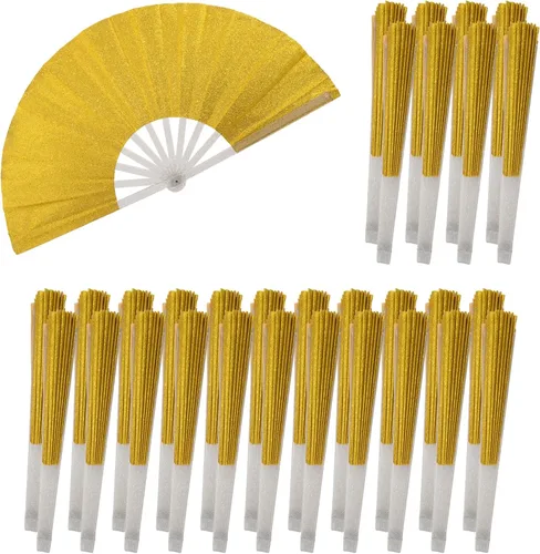 Miniatura 18 de 10 ventiladores plegables grandes de mano para hombres y mujeres, abanicos decorativos plegables, accesorios rave, utilizado para bailes, fiestas