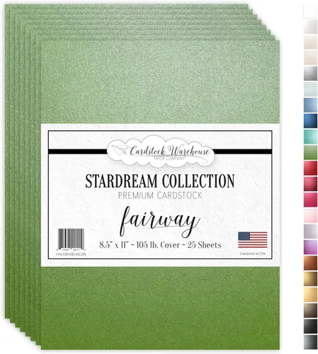 Cardstock Warehouse Stardream Fairway Green - 8.5 x 11 pulgadas - 105 libras / 10.02 oz/m² de papel de cartulina perlado de alta calidad, 25 hojas