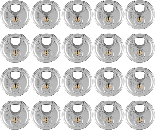 Miniatura 8 de SEDORTI Paquete de 10 candados de disco con llaves iguales, 2-3/4 pulgadas de ancho, cerradura redonda de acero inoxidable 304, cerradura
