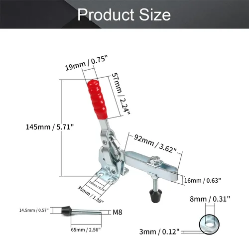 Miniatura 2 de Utoolmart Herramienta de mano abrazadera de palanca vertical GH-12132 Abrazadera de liberación rápida 500.4 lbs Capacidad de sujeción Abrazadera