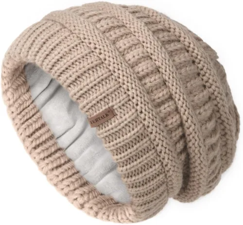 Miniatura 52 de FURTALK Gorros de invierno para mujer, con forro polar, gorro de punto holgado y cálido, gorro de esquí