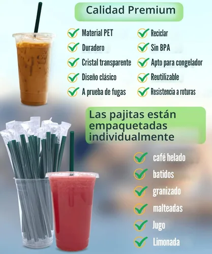 Miniatura 2 de Vasos de plástico transparente de 20 onzas con tapas y popotes, vasos desechables para bebidas frías, café helado, batidos, batidos, 25