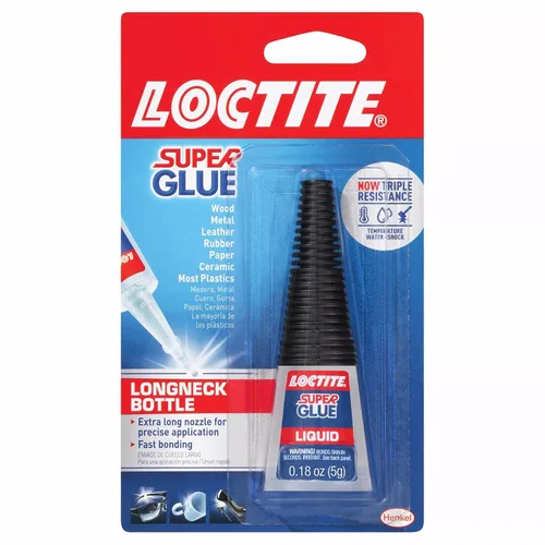Loctite Super Glue - Botella líquida de cuello largo, transparente, botella de 0.18 onzas líquidas, 1 paquete – Superpegamento para plástico,