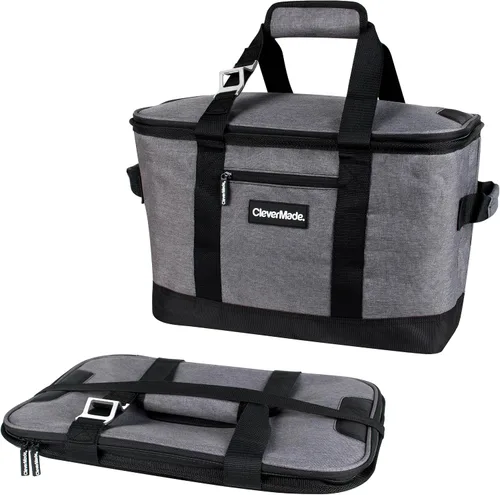 Miniatura 17 de CleverMade - Bolsa enfriadora aislada plegable – Enfriador suave a prueba de fugas para 30 latas para playa, viaje, automóvil – Correa para hombro