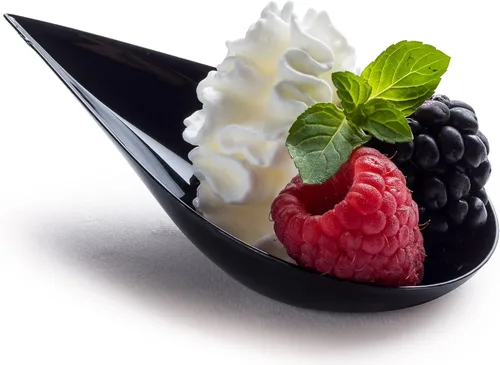 Miniatura 2 de Zappy - Mini cuchara para aperitivos/Cucharas para cata/Plato de postre asiático, 100 unidades, Negro
