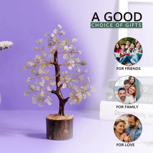Miniatura 7 de NARIBABU Árbol de cristal de aventurina verde (7 a 8 pulgadas, 100 fichas) – Árbol de piedras preciosas hecho a mano con piedras crudas y alambre