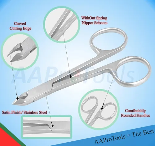 Miniatura 2 de Estilo de pinza de cutícula (tijeras), cortaúcutículas, cortaúñas, con tijeras, mini corta/pinza - Calidad profesional de media mandíbula de acero
