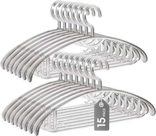 Miniatura 8 de Perchas de plástico con gancho de metal giratorio de 360 grados, perchas de ropa resistentes, perchas duraderas para camisas, abrigos y vestidos