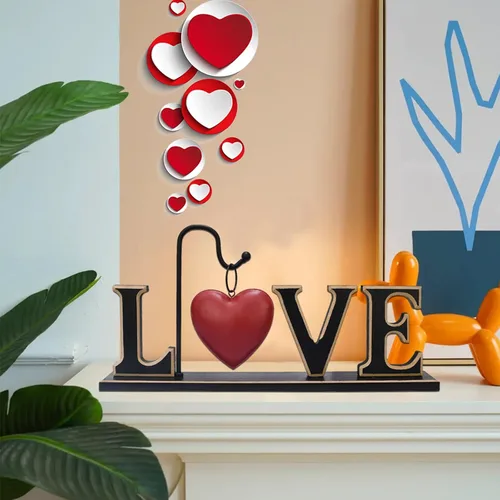 Miniatura 5 de Letrero de Amor de Madera Rústica Decoración de Mesa Independiente Bloque de Letras Recortadas Centro de Mesa Letrero Decorativo de Palabras Repisa