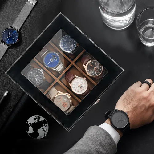Miniatura 4 de ProCase Paquete de caja de reloj de 6 ranuras con 20 ranuras de acabado lacado caja de reloj