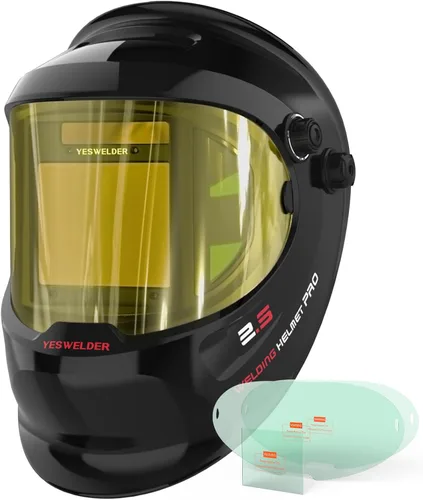 Miniatura 11 de YESWELDER - Casco de soldadura con oscurecimiento automático con vista lateral, vista panorámica de 180°, capucha de soldadura con energía solar