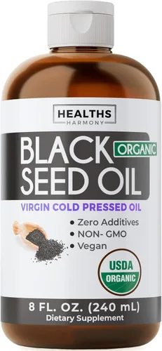 Miniatura 12 de Aceite de semilla negra orgánica USDA (4 onzas líquidas) Premium prensado en frío Nigella sativa que produce aceite de semilla de comino negro puro