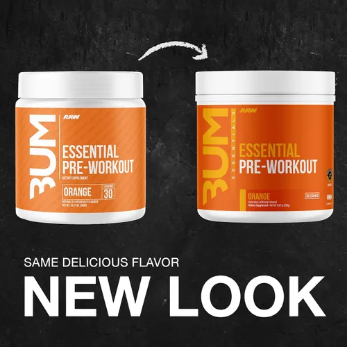 Miniatura 2 de RAW Essential - Polvo preentrenamiento (naranja) - Suplemento deportivo de Chris Bumstead para hombres y mujeres - Polvo energético preentrenamiento