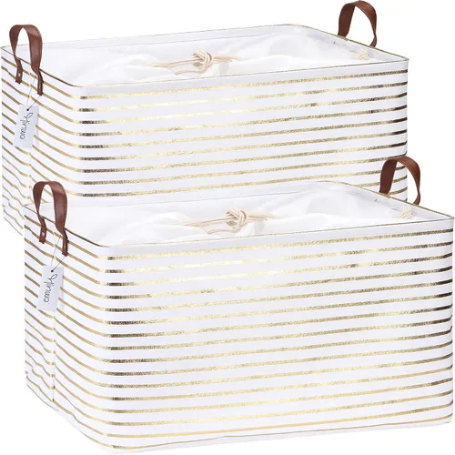 Miniatura 32 de Hinwo 31L Bolsas de almacenamiento grandes, organizadores de armario y almacenamiento, cestas de estante, cestas de almacenamiento plegables