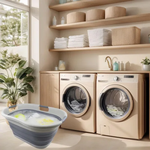 Miniatura 6 de SAMMART Cesta plegable de plástico para la ropa sucia de 40 L (10.5 galones), contenedor de almacenamiento plegable, organizador y tina de lavado