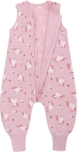 Miracle Baby Saco de dormir con pies - 0.5 TOG 100% algodón transpirable, diseño sin mangas, saco de dormir para bebé Caballo rosa