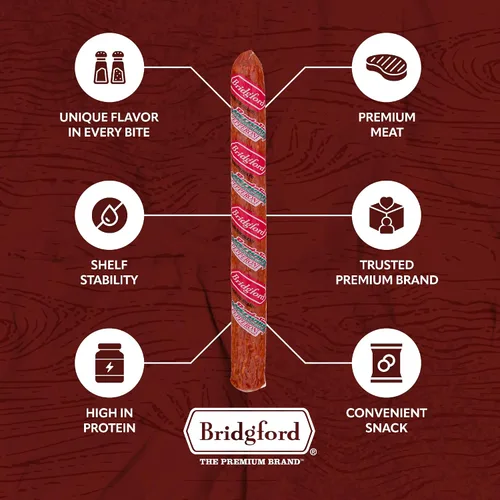 Miniatura 4 de Bridgford Old World Pepperoni Stick - Paquete de 2 palitos de pepperoni ahumados naturalmente para pizza y sándwiches - Bocadillo keto alto