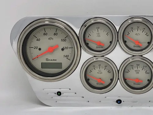 Miniatura 2 de Dolphin Gauges Compatible 1953-1955 Ford Truck 6 Gauge Dash Cluster Set, Programable, Aluminio Billet Pulido, Lentes Convexas, Movimientos Air Core