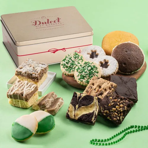 Miniatura 9 de Cesta de regalo gourmet de feliz cumpleaños, surtido de galletas y brownie recién horneados en elegante caja de lata reutilizable, regalos de comida
