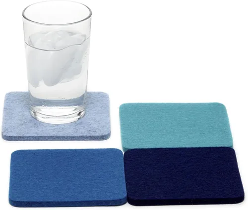 Miniatura 17 de Graf Lantz - Juego de 4 posavasos redondos de lana de merino Bierfilzl - Negro (círculos de 10 cm) - Absorbe el 30% del peso - Lana alemana
