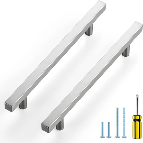 Miniatura 13 de Ravinte - Paquete de 5 manijas cuadradas para gabinete de cocina de 2 pulgadas, níquel cepillado, tiradores de gabinete de níquel satinado, hardware