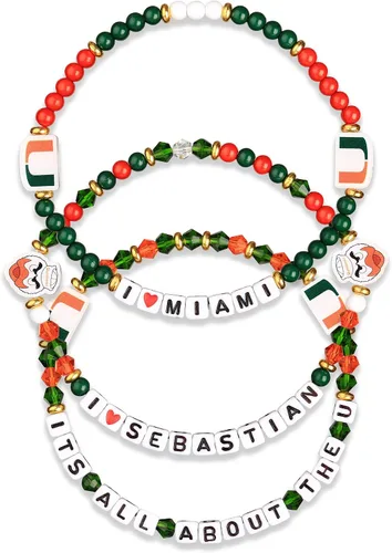 Miniatura 75 de FOCO NCAA unisex-adulto Paquete de 3 Pulseras de la Amistad con Cuentas con Logotipo de Equipo Universitario de la NCAA Oficialmente Licenciadas