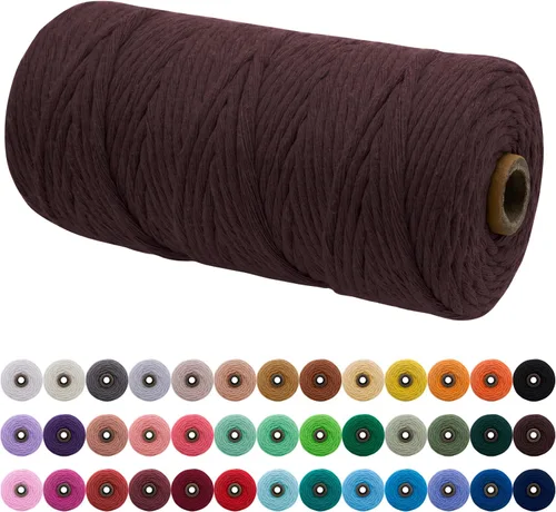 Miniatura 131 de JeogYong Cordón de macramé de un solo hilo 2mm x 164 yardas (492 pies) Cuerda de algodón suave, hilo de macramé 2 mm, suministros de macramé